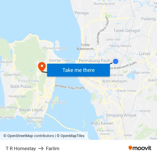 T R Homestay to Farlim map