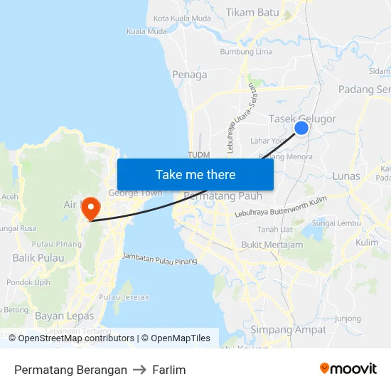 Permatang Berangan to Farlim map