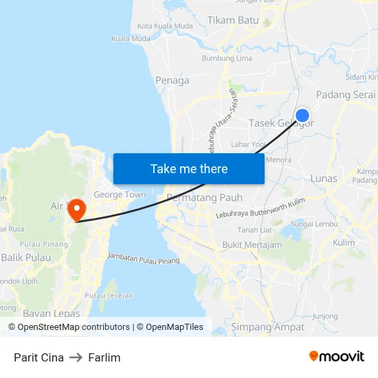 Parit Cina to Farlim map
