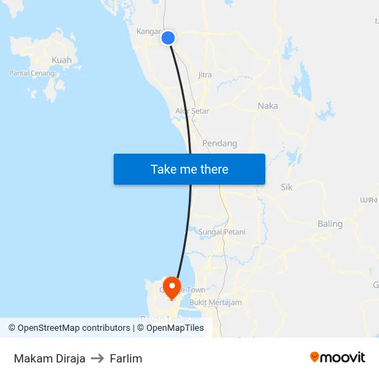 Makam Diraja to Farlim map