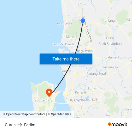 Gurun to Farlim map