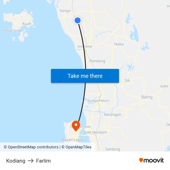 Kodiang to Farlim map