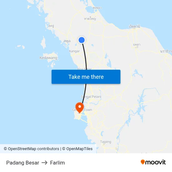 Padang Besar to Farlim map