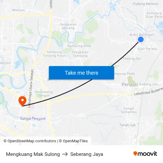 Mengkuang Mak Sulong to Seberang Jaya map