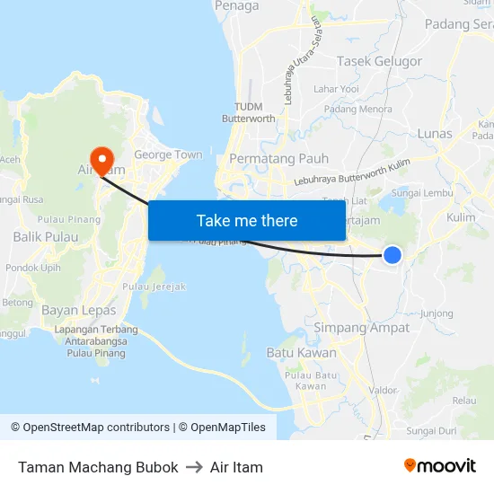 Taman Machang Bubok to Air Itam map