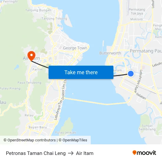 Petronas Taman Chai Leng to Air Itam map