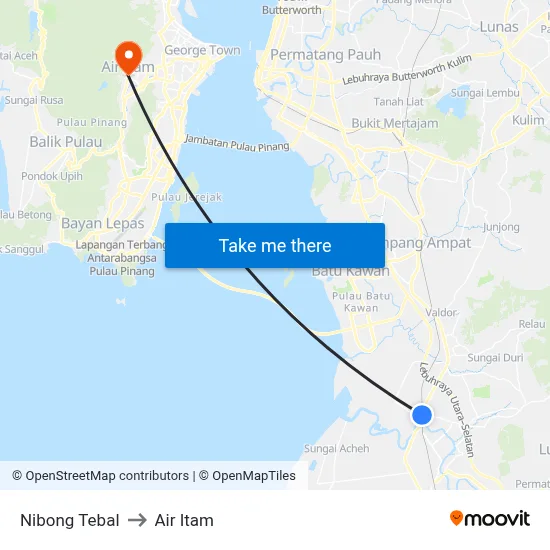 Nibong Tebal to Air Itam map