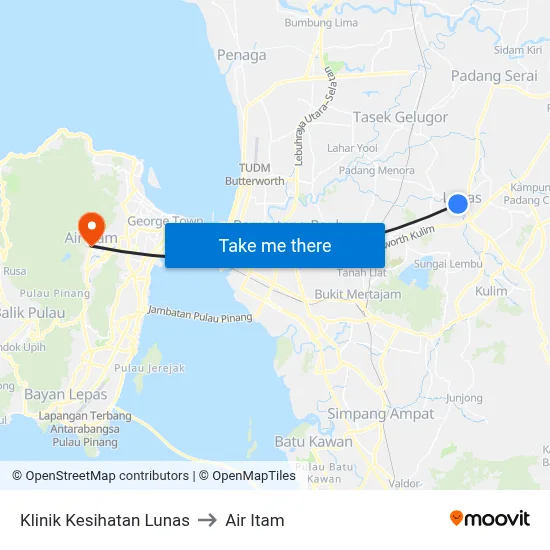 Klinik Kesihatan Lunas to Air Itam map