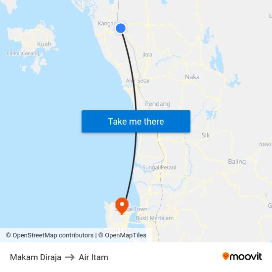 Makam Diraja to Air Itam map