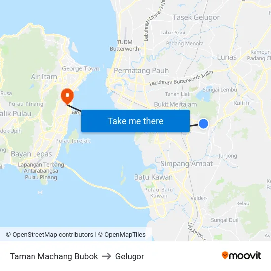 Taman Machang Bubok to Gelugor map
