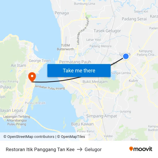 Restoran Itik Panggang Tan Kee to Gelugor map