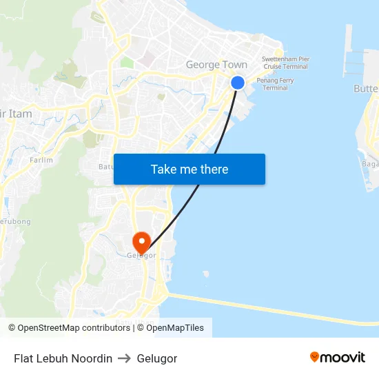 Flat Lebuh Noordin to Gelugor map