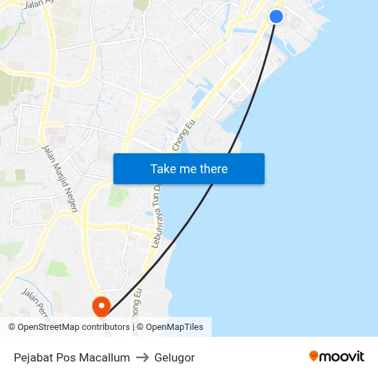 Pejabat Pos Macallum to Gelugor map