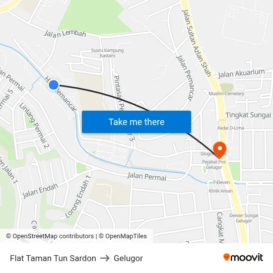 Flat Taman Tun Sardon to Gelugor map