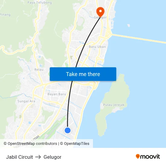 Jabil Circuit to Gelugor map
