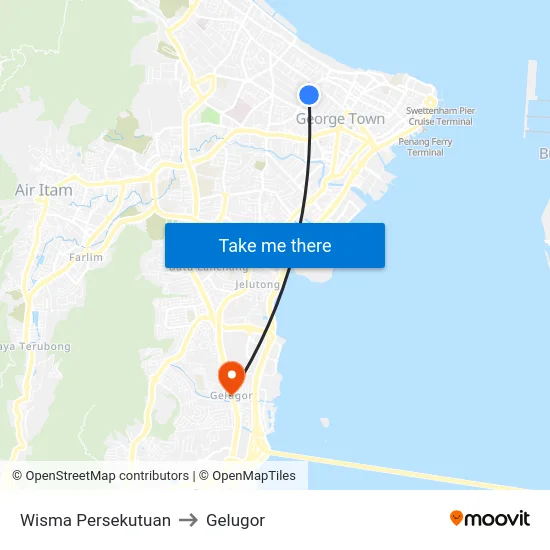 Wisma Persekutuan to Gelugor map