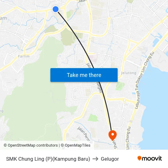 SMK Chung Ling (P)(Kampung Baru) to Gelugor map
