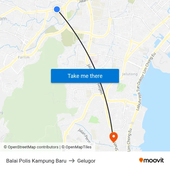 Balai Polis Kampung Baru to Gelugor map