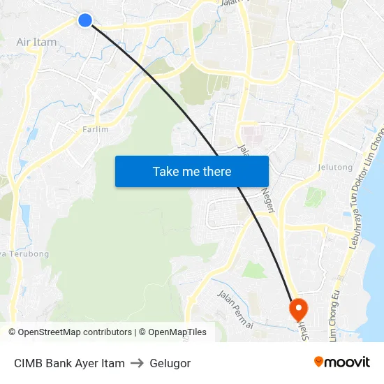 CIMB Bank Ayer Itam to Gelugor map