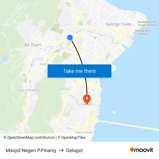Masjid Negeri P.Pinang to Gelugor map