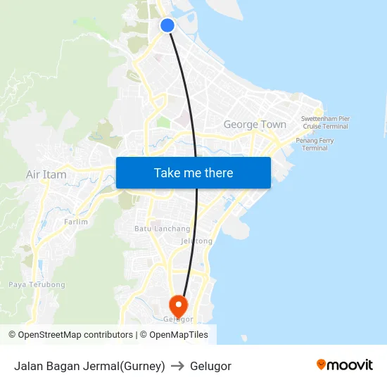 Jalan Bagan Jermal(Gurney) to Gelugor map