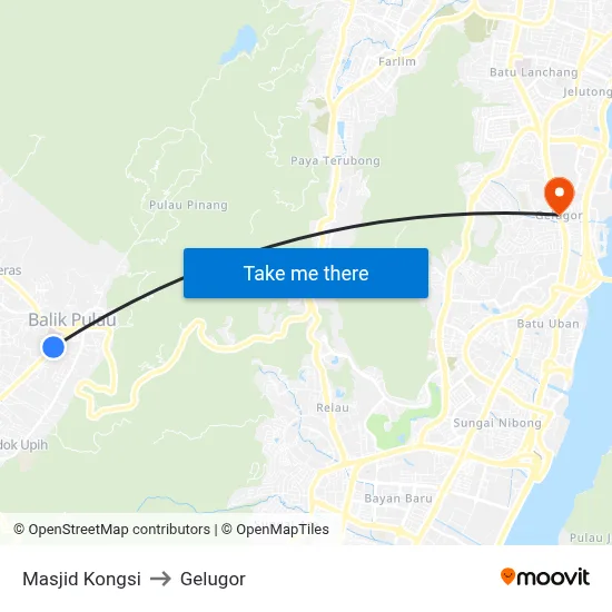 Masjid Kongsi to Gelugor map
