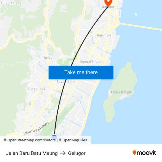 Jalan Baru Batu Maung to Gelugor map