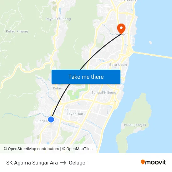 SK Agama Sungai Ara to Gelugor map