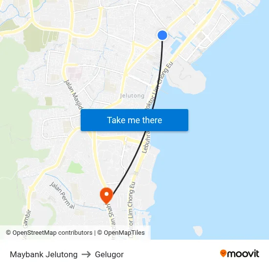 Maybank Jelutong to Gelugor map