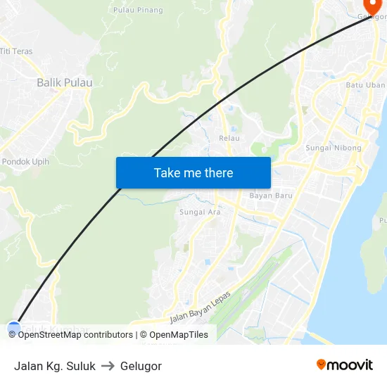 Jalan Kg. Suluk to Gelugor map