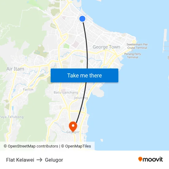 Flat Kelawei to Gelugor map