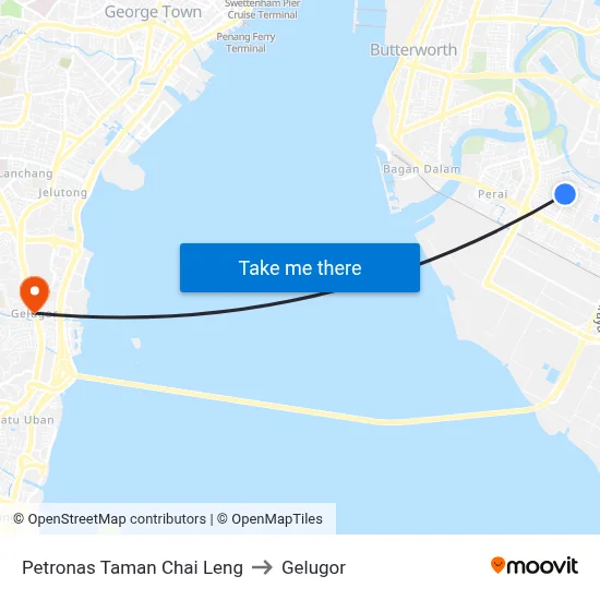 Petronas Taman Chai Leng to Gelugor map