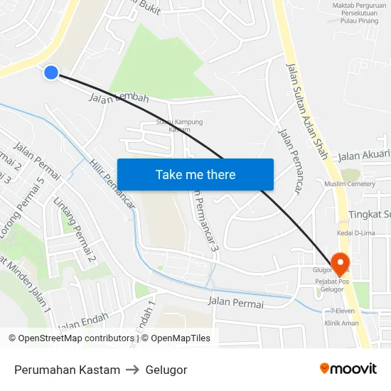 Perumahan Kastam to Gelugor map