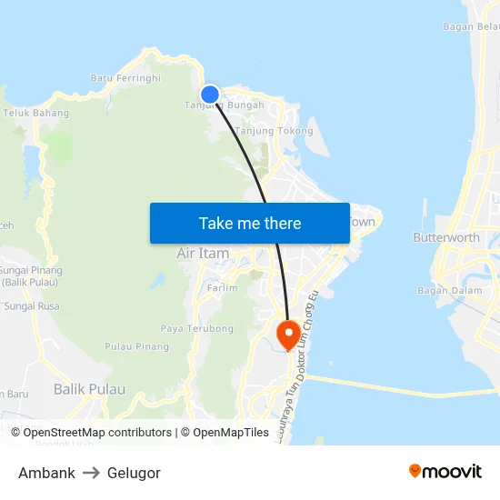 Ambank to Gelugor map