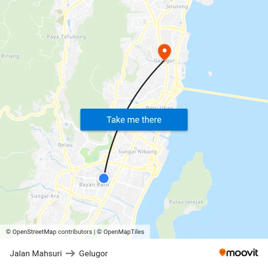 Jalan Mahsuri to Gelugor map