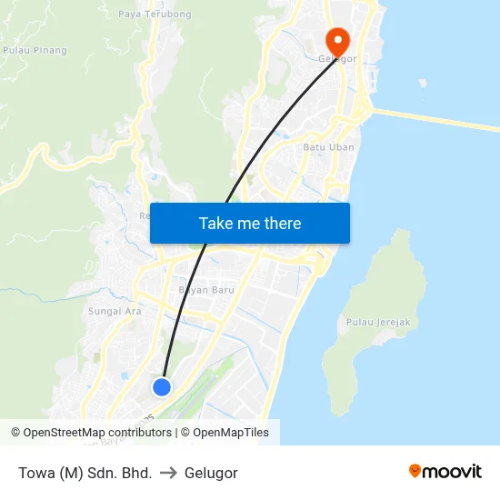 Towa (M) Sdn. Bhd. to Gelugor map
