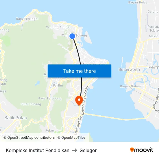 Kompleks Institut Pendidikan to Gelugor map