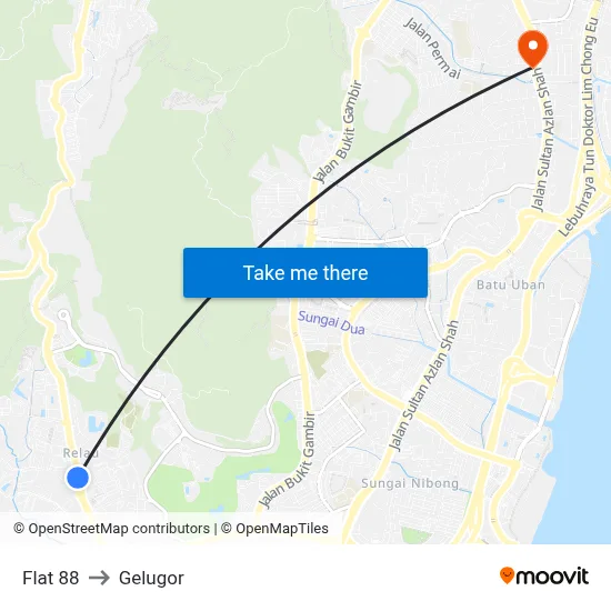 Flat 88 to Gelugor map