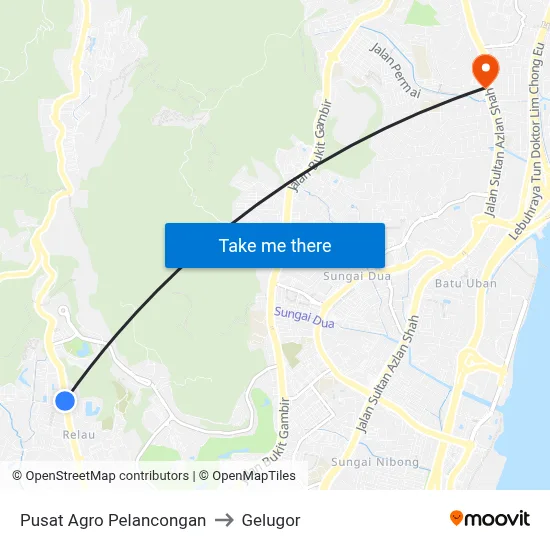 Pusat Agro Pelancongan to Gelugor map