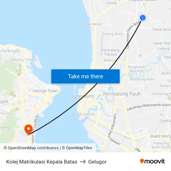 Kolej Matrikulasi Kepala Batas to Gelugor map