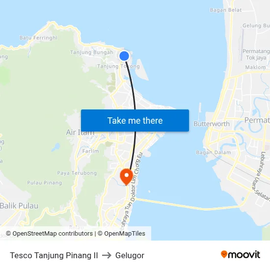 Tesco Tanjung Pinang II to Gelugor map