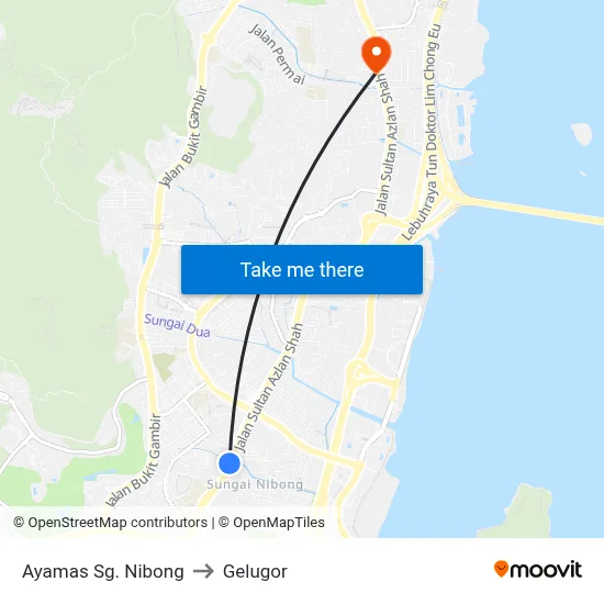 Ayamas Sg. Nibong to Gelugor map