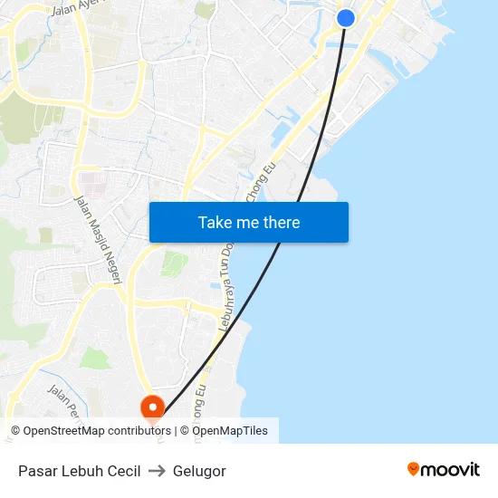 Pasar Lebuh Cecil to Gelugor map