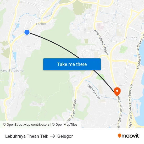 Lebuhraya Thean Teik to Gelugor map