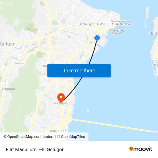Flat Macullum to Gelugor map