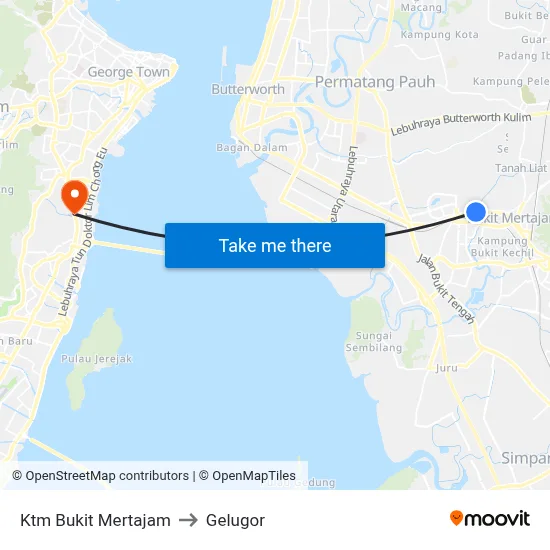 Ktm Bukit Mertajam to Gelugor map