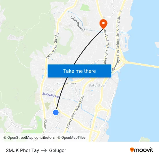 SMJK Phor Tay to Gelugor map