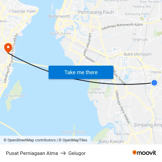 Pusat Perniagaan Alma to Gelugor map