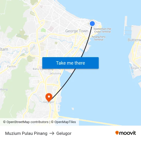 Muzium Pulau Pinang to Gelugor map