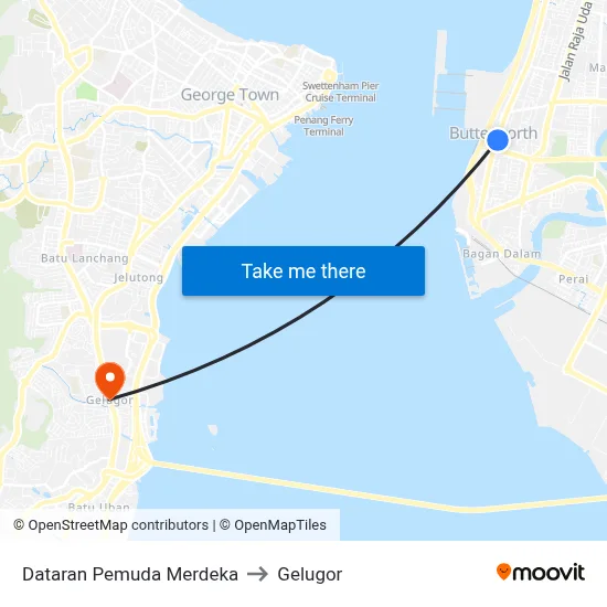 Dataran Pemuda Merdeka to Gelugor map